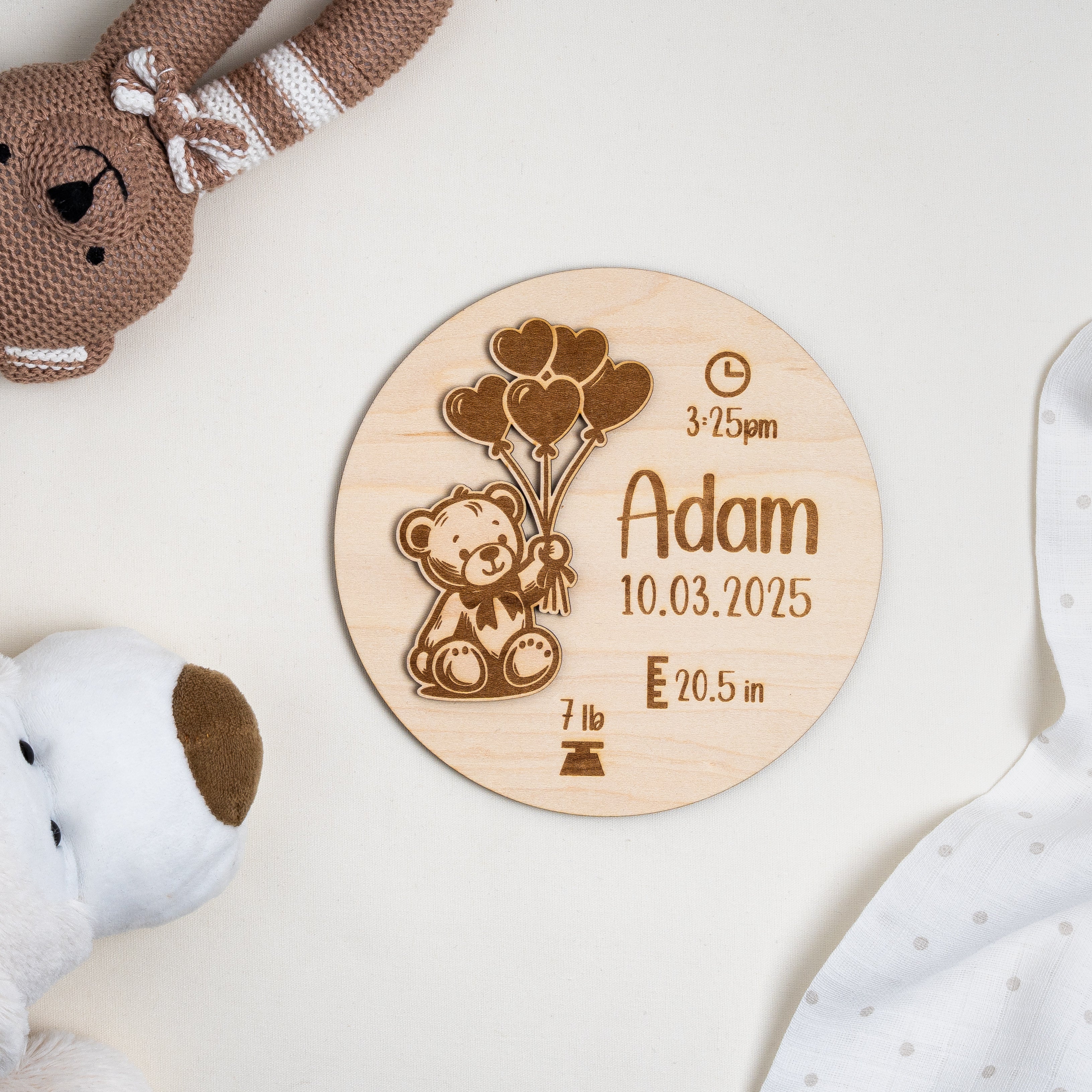 Baby Announcement Sign - Teddy