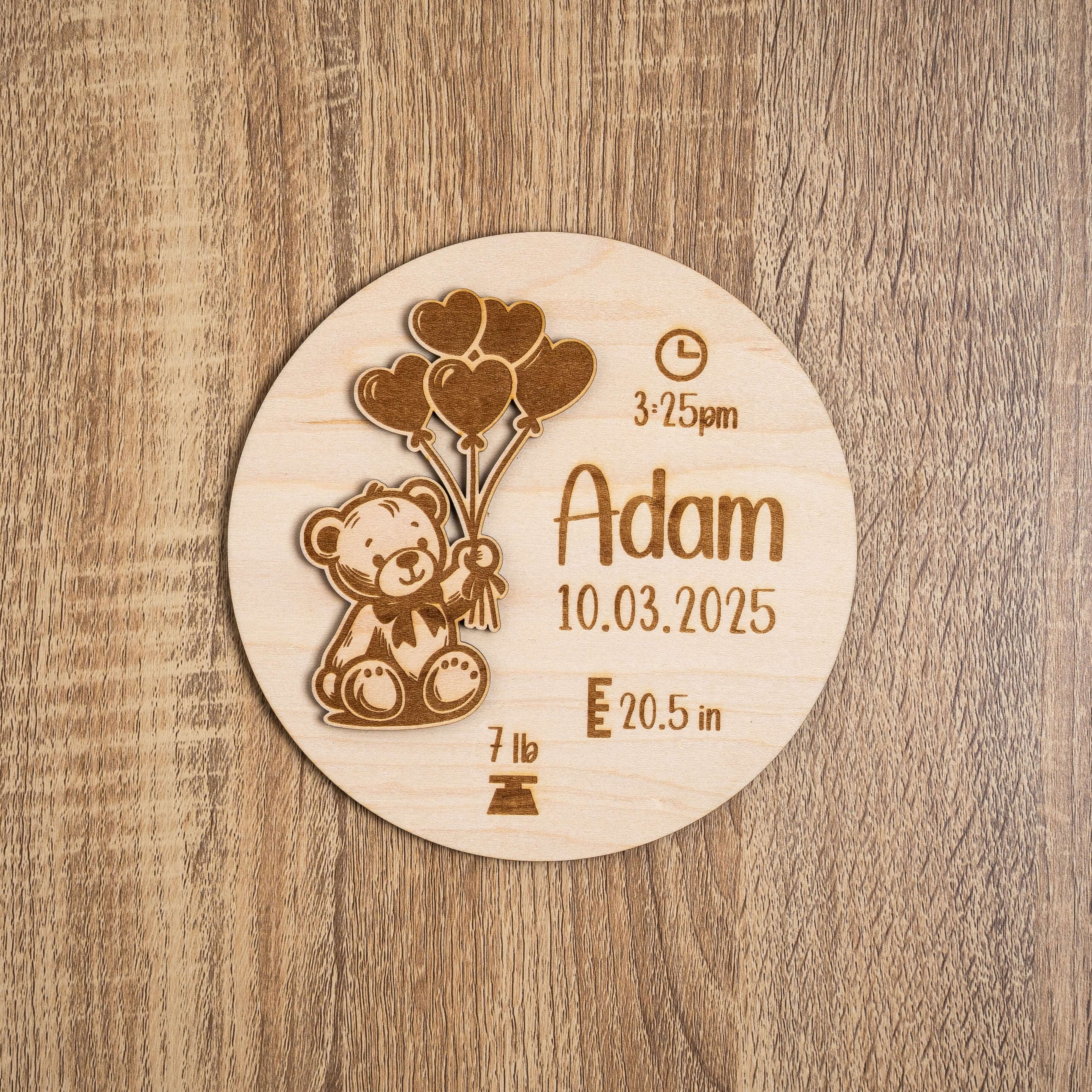 Baby Announcement Sign - Teddy