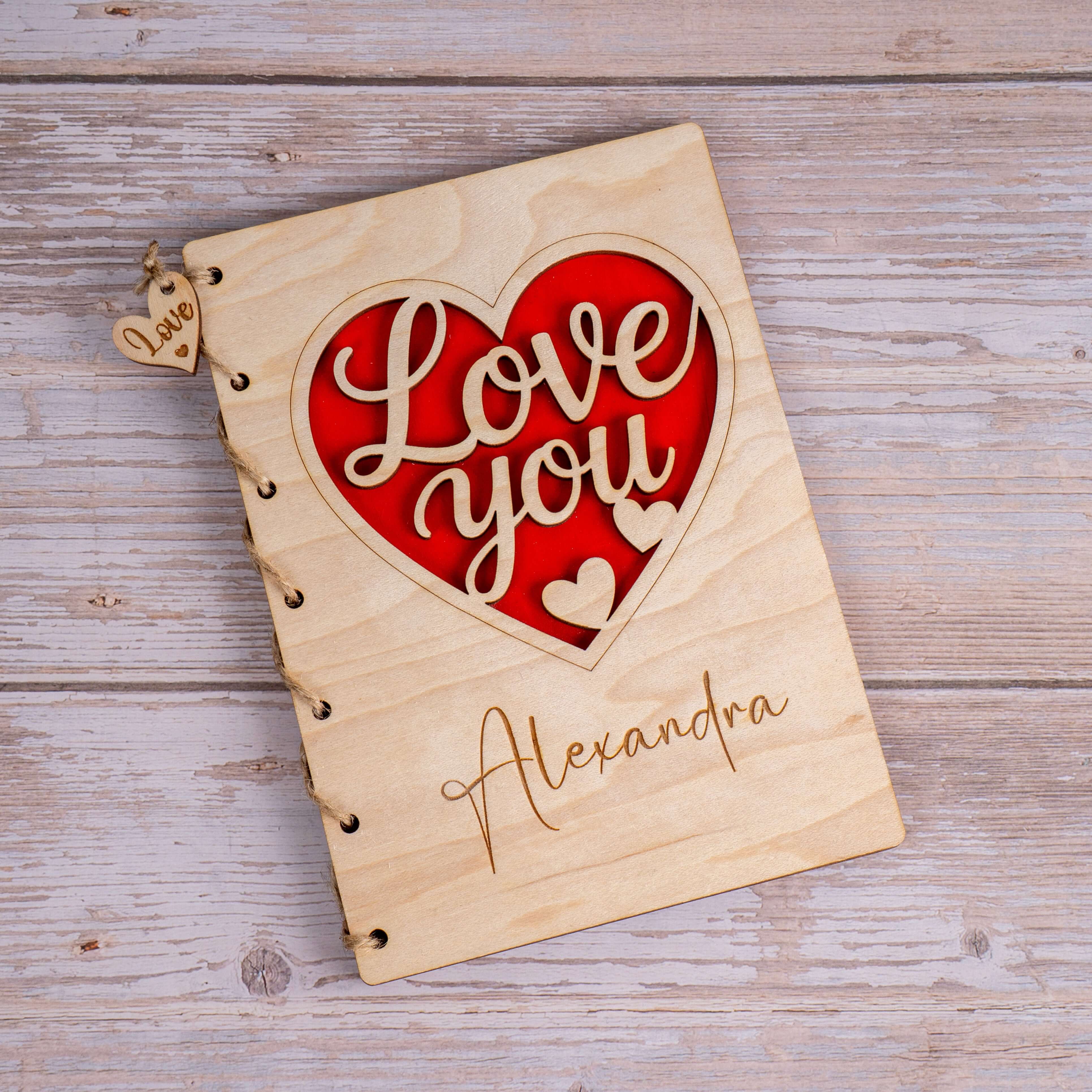 Personalized Wooden Card - "I Love You" Design