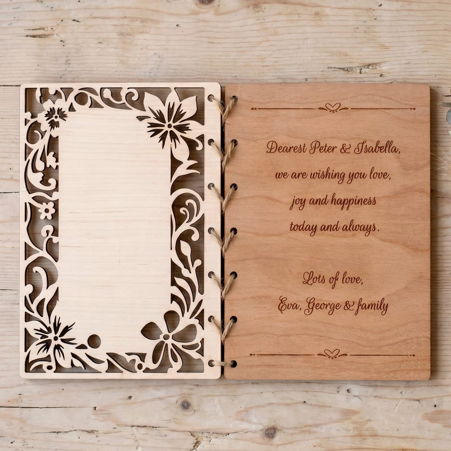 Personalised Wooden Wedding Card for Bride and Groom