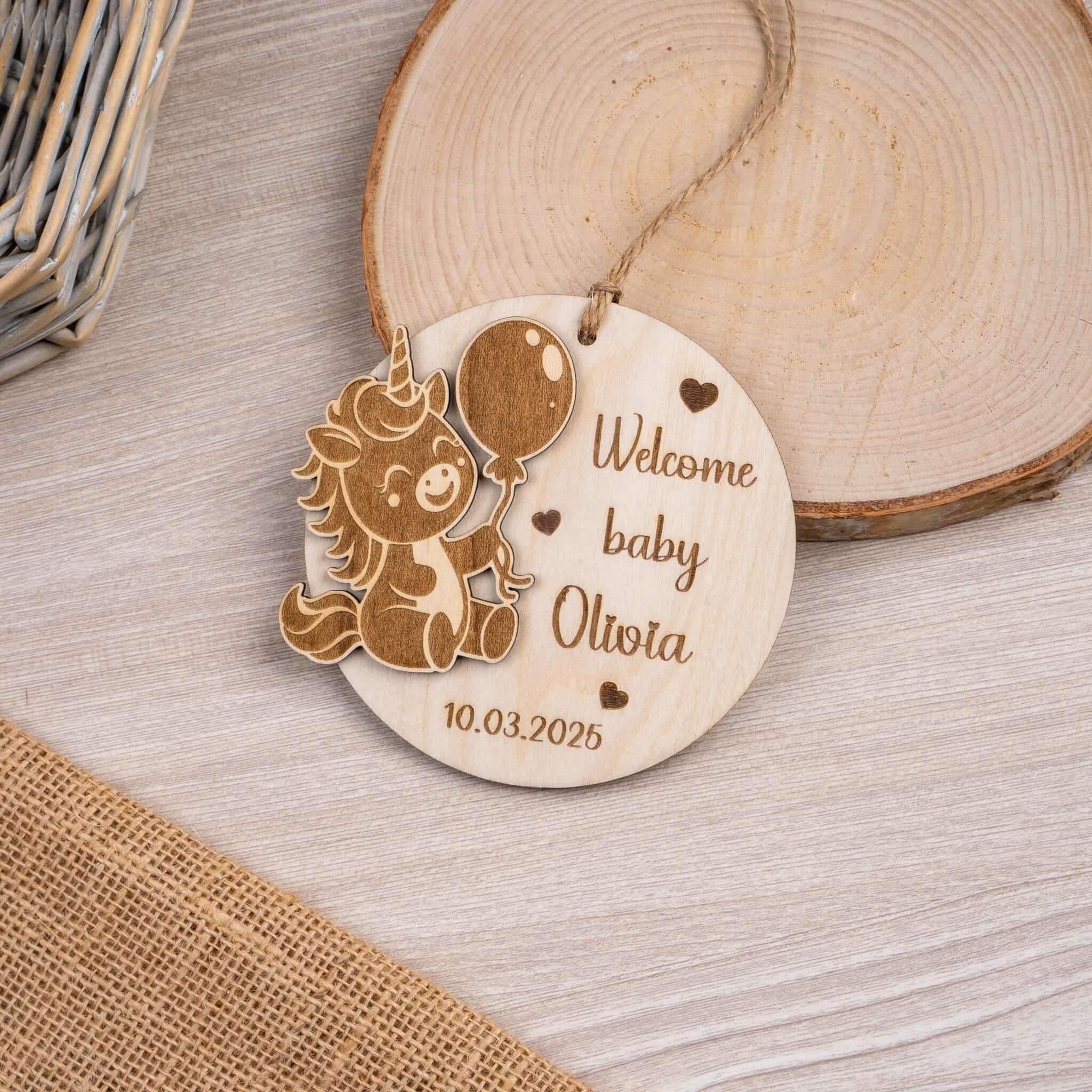 Baby Announcement Ornament - Unicorn
