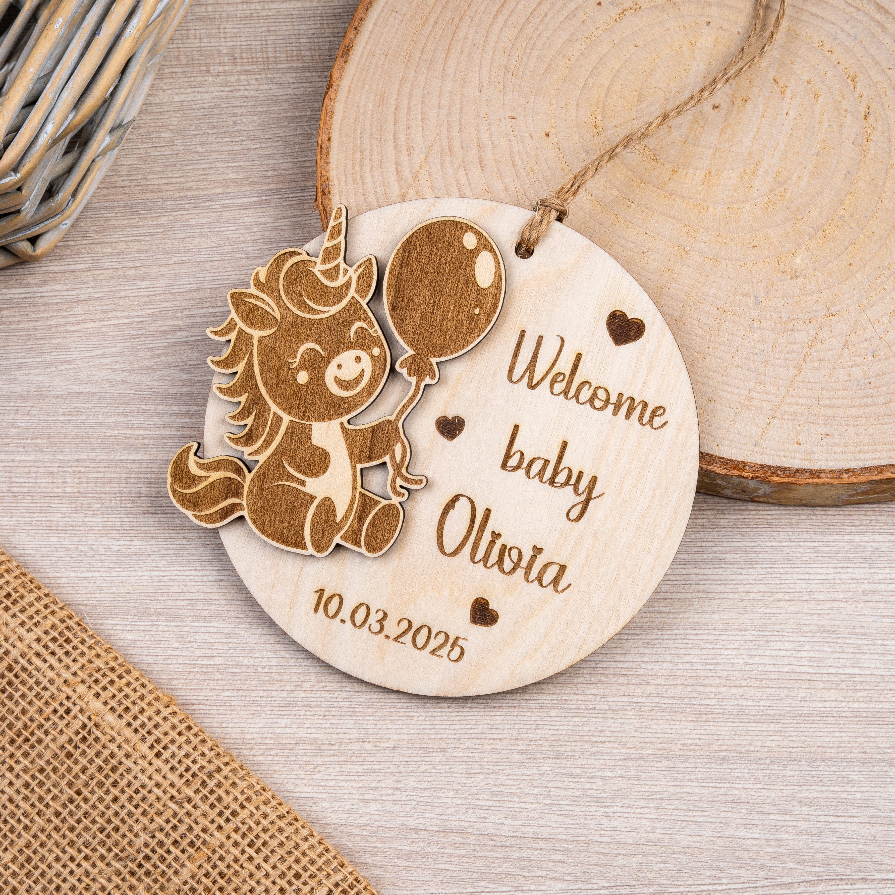 Baby Announcement Ornament - Unicorn