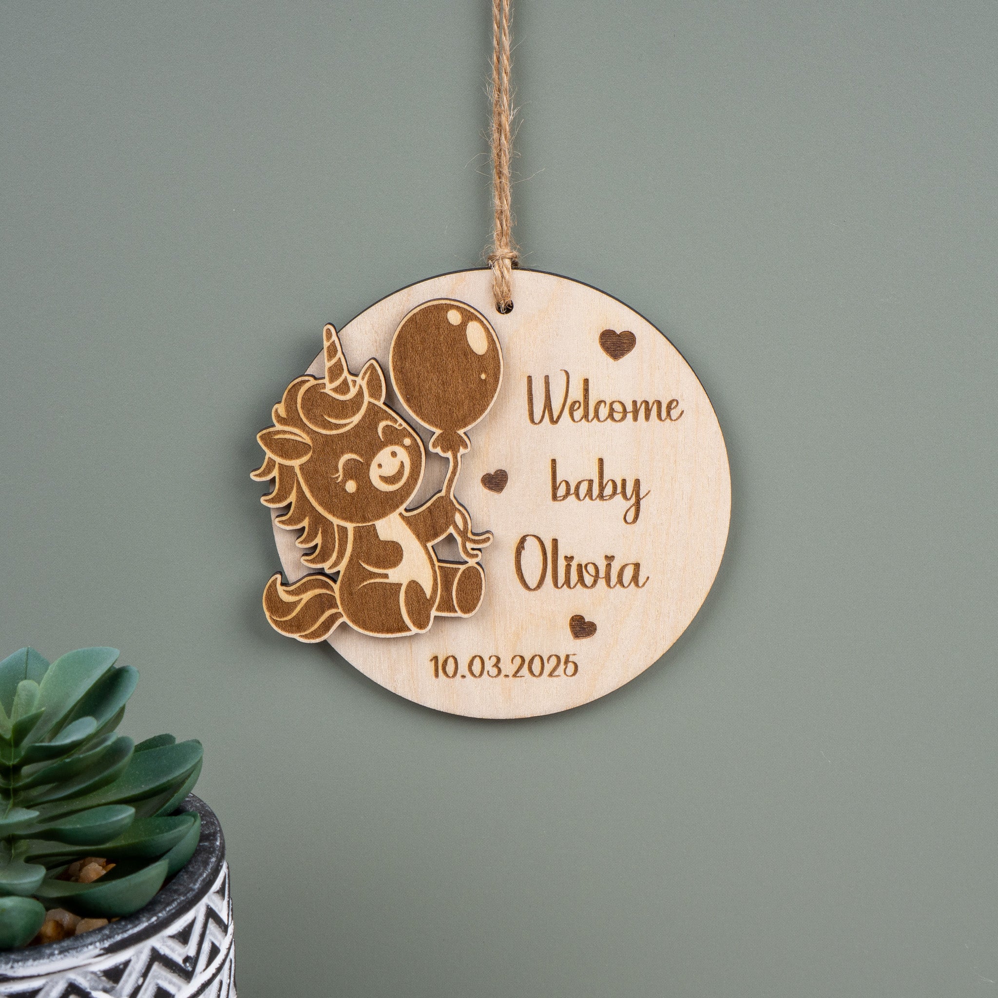 Baby Announcement Ornament - Unicorn