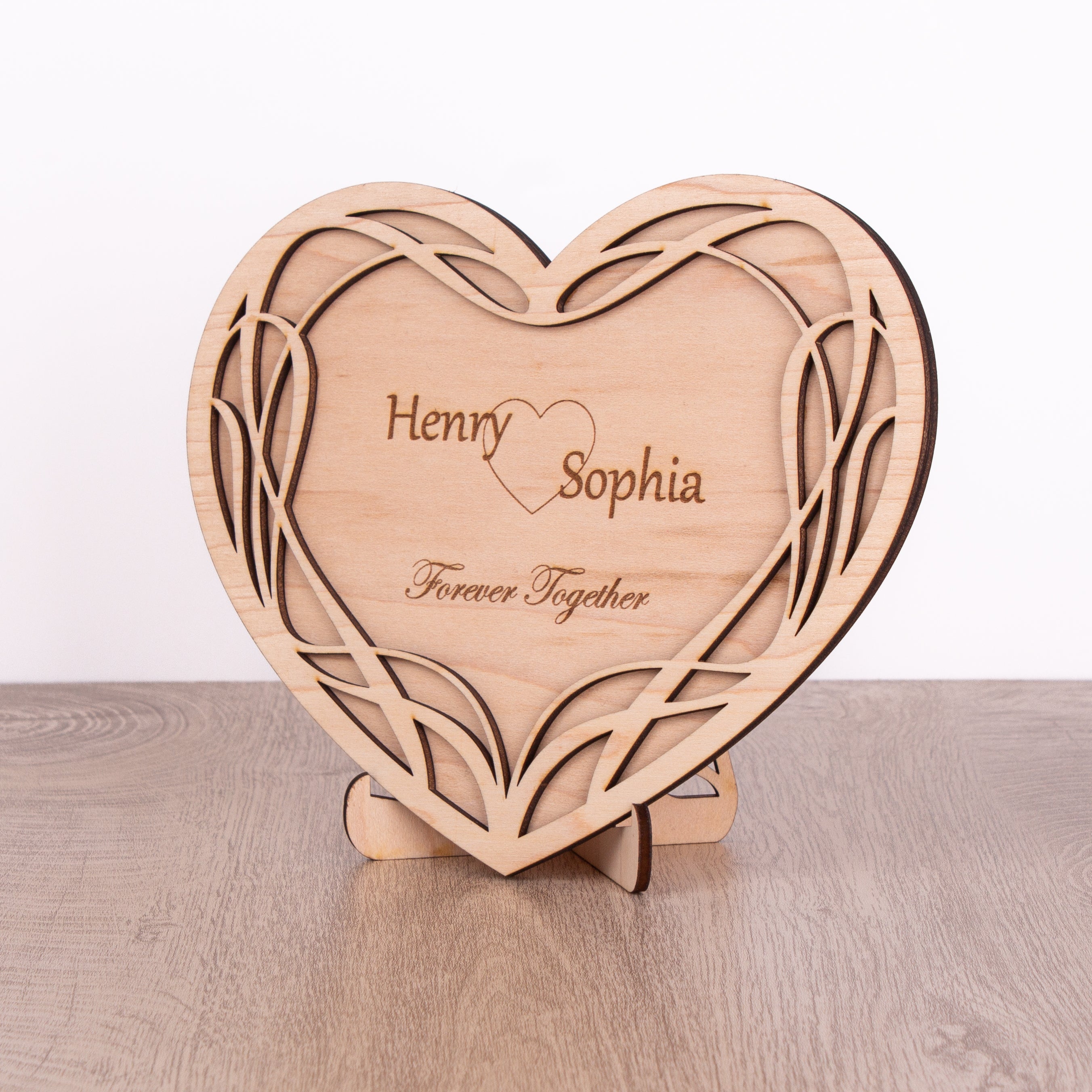 Personalised Wooden Heart Decoration with Names and Message