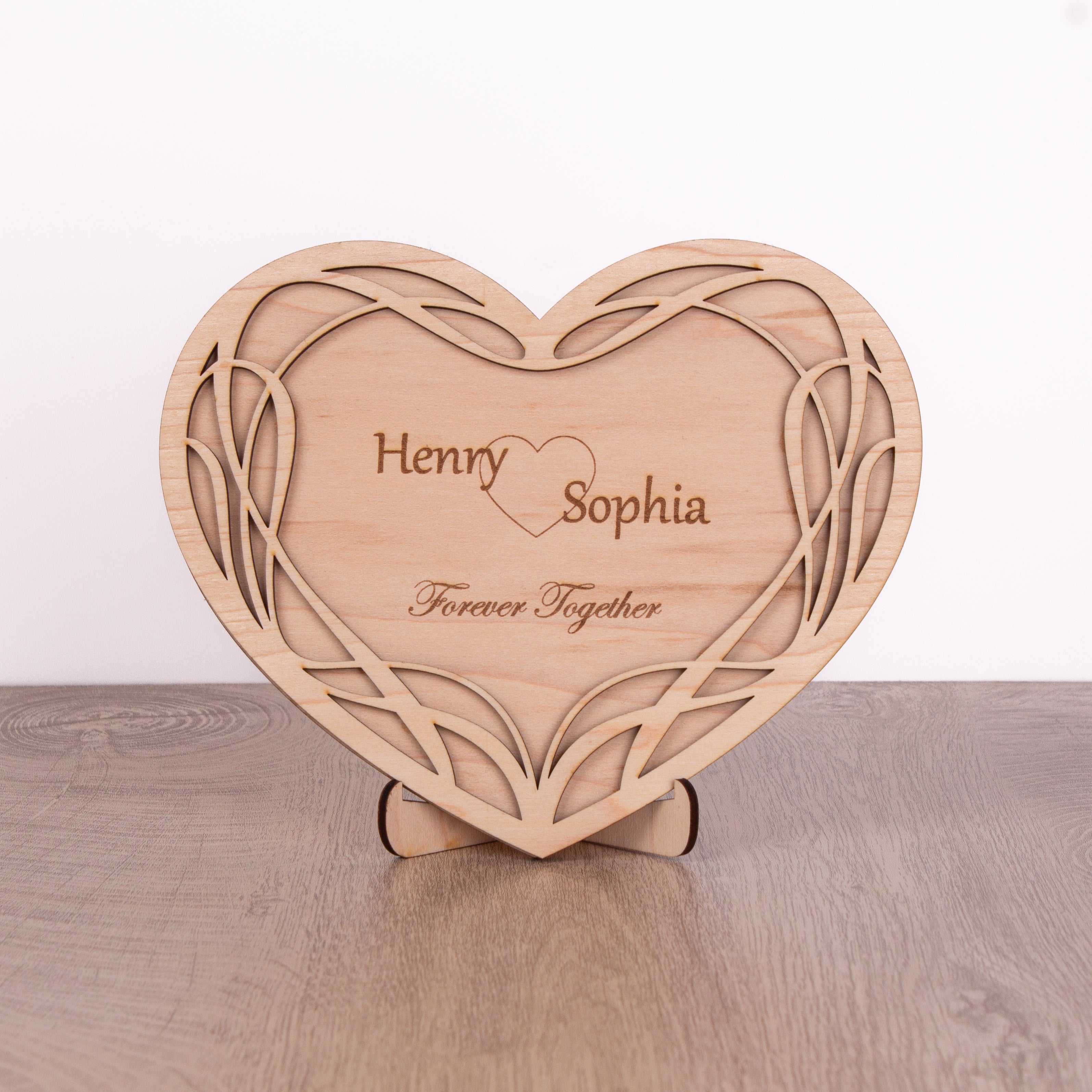 Personalised Wooden Heart Decoration with Names and Message