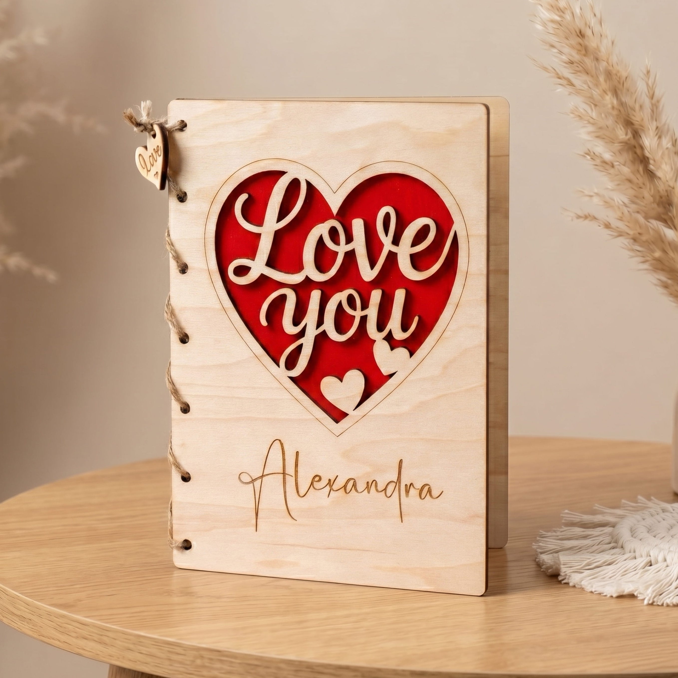 Personalized Wooden Card - "I Love You" Design