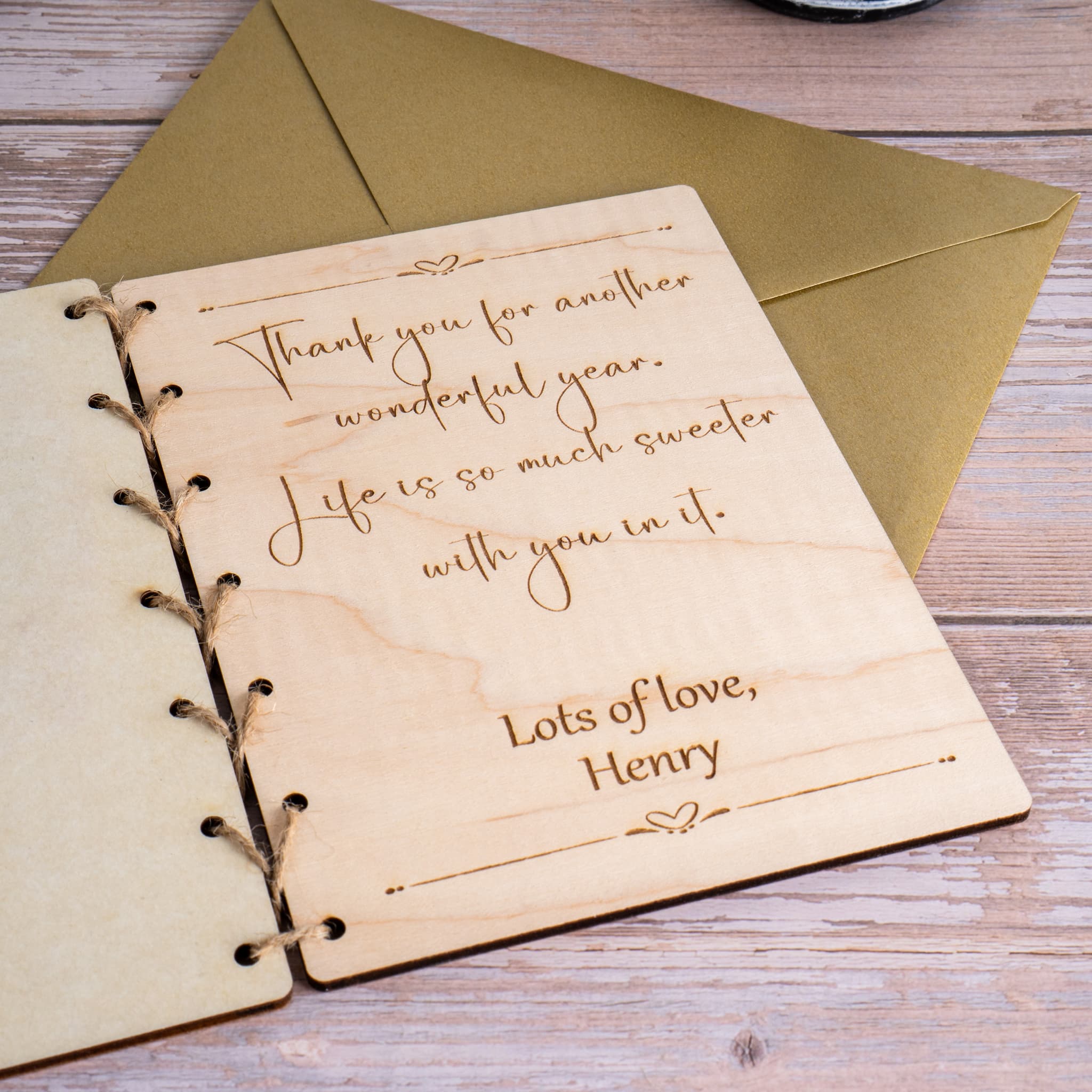 Personalized Wooden Card - "I Love You" Design