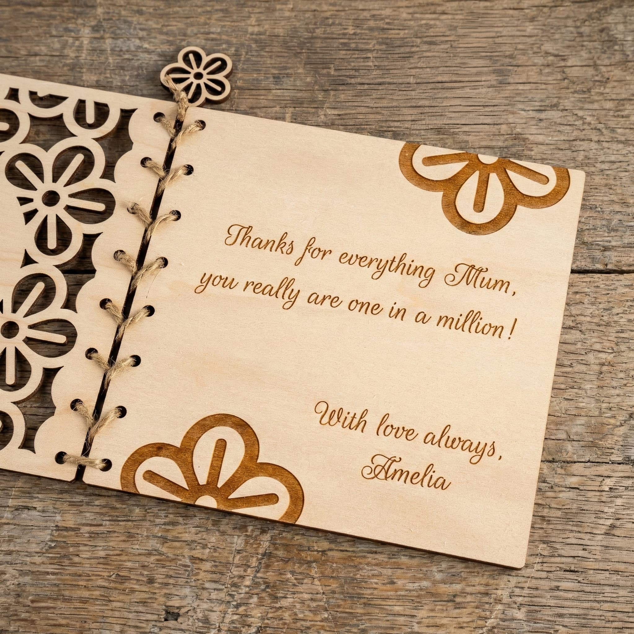 Personalised wooden Happy Mother's Day Card with a heartfelt message for Mum.