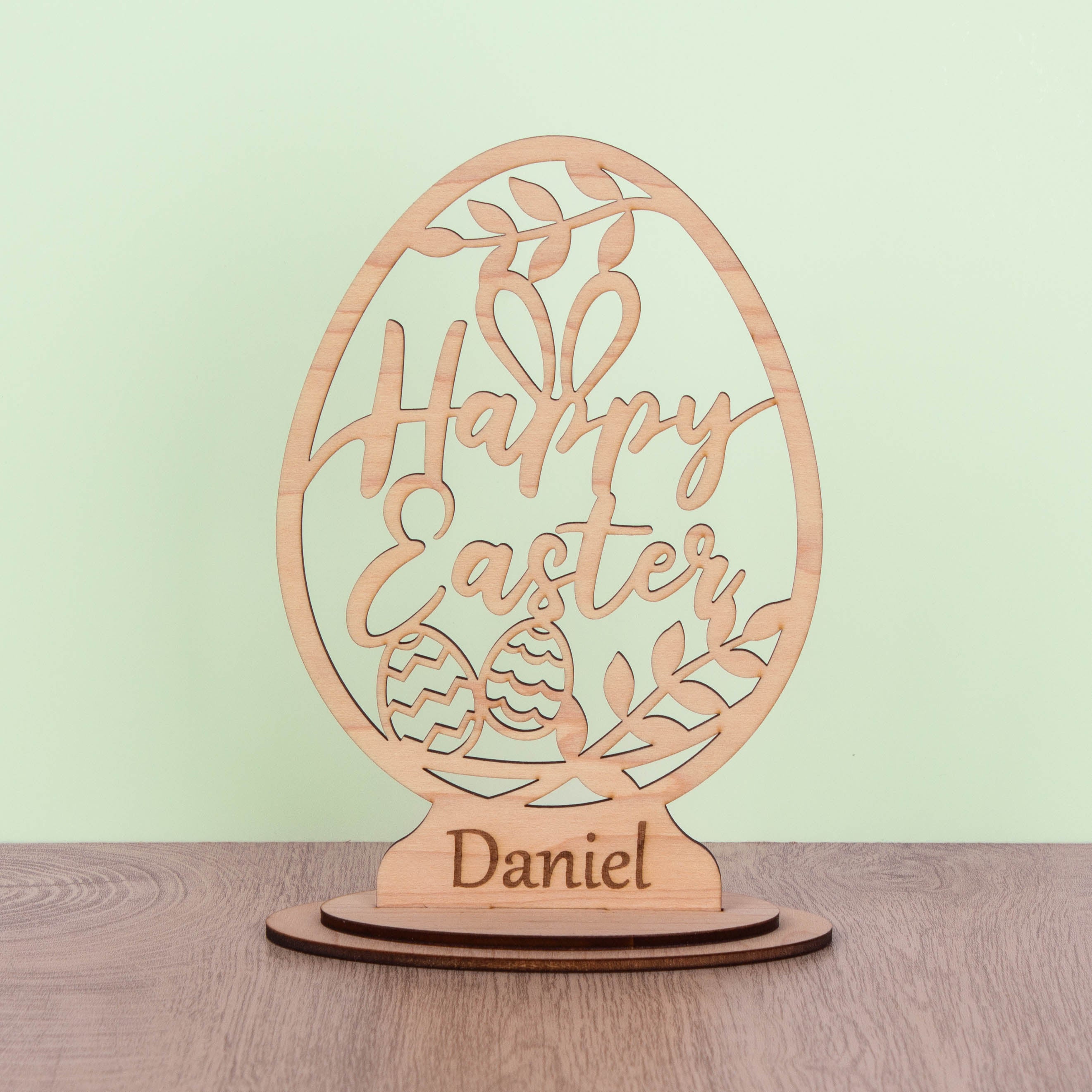 Personalised Easter Wooden Egg Ornament - Customised with Name or Text