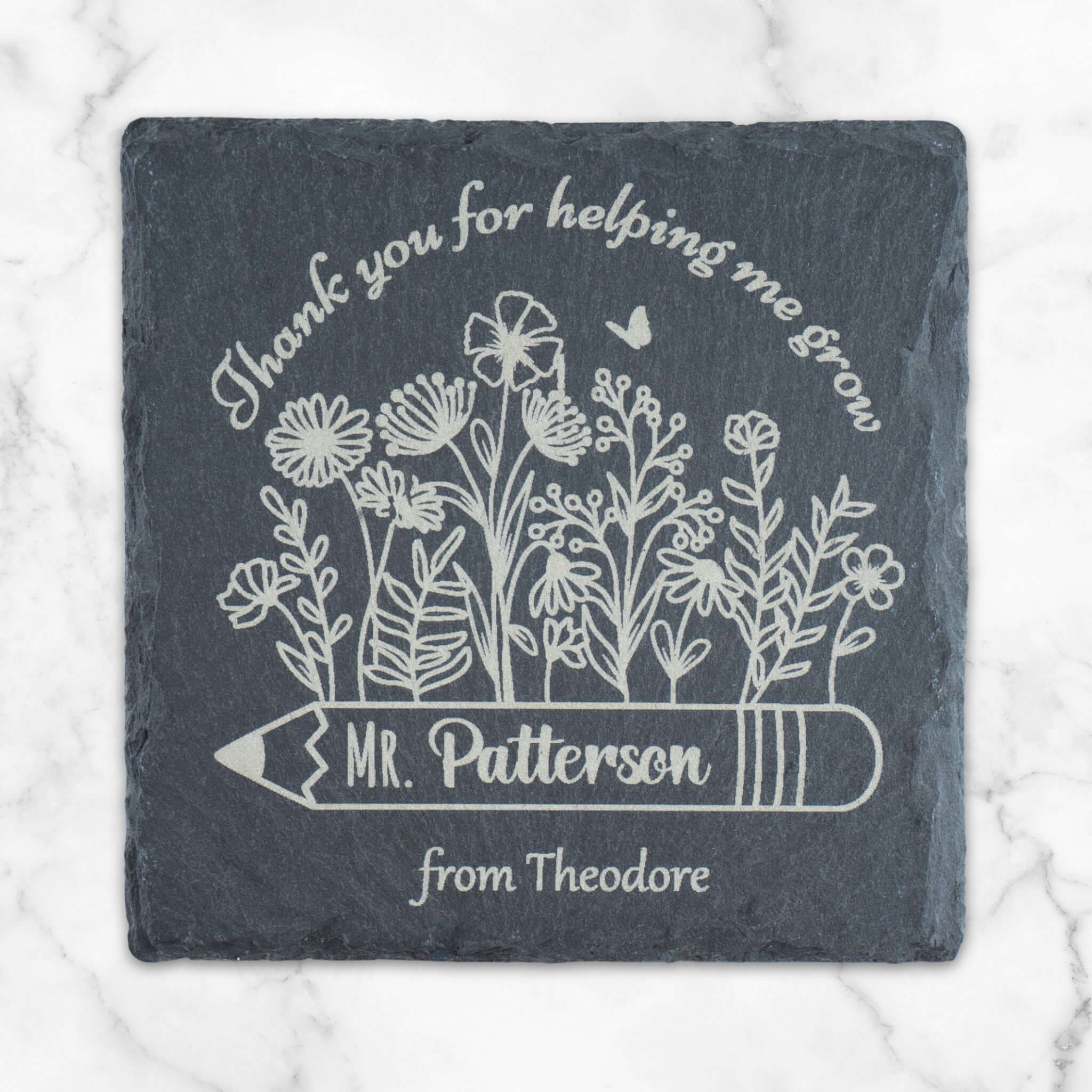 Personalised Teacher Slate Coaster | Thank You Teacher Gift