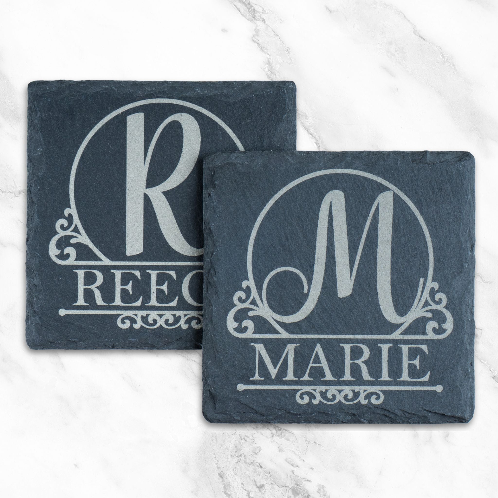 Personalised Monogram & Name Slate Coaster